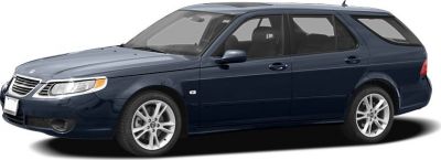 Side profile of a sleek dark blue station wagon with alloy wheels