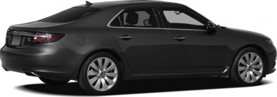 Sleek black luxury sedan with rear design and alloy wheels