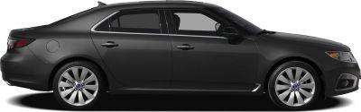 Side profile of a black four-door sedan with alloy wheels