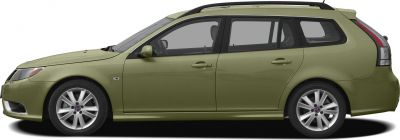 Side profile of a sleek station wagon with alloy wheels.