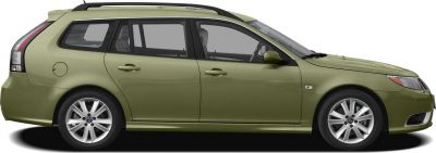 Side view of elongated station wagon with alloy wheels and roof rails.
