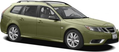 Green station wagon with roof rails and alloy wheels side profile
