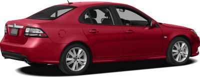 Red sedan with alloy wheels and dual exhaust
