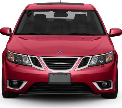 Distinctive front view with headlights, grille and fog lights.