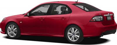 Red sedan side profile with alloy wheels and clear tail lights