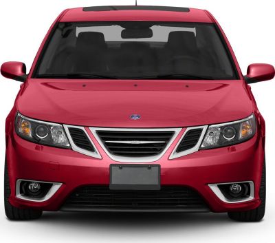 Front view with grille, headlights, fog lights, and windshield