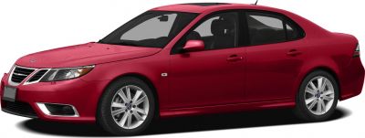 Red sedan with smooth lines and silver alloy wheels front side view