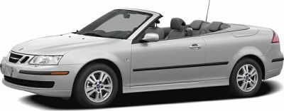 Silver convertible with soft-top roof and 4 seats