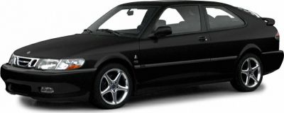 Black hatchback with alloy wheels and two-door design