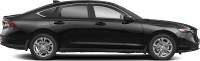 Sleek black sedan side profile with streamlined design and modern wheels