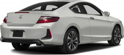 Rear and side view of a two-door coupe with distinct taillights and alloy wheels.