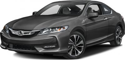 Sporty coupe front-side view with LED headlights and alloy wheels