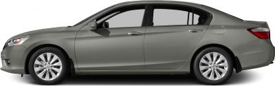 Silver mid-size sedan side profile with alloy wheels and sleek design