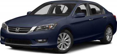 Front side view of a sedan with headlights, grille, and alloy wheels