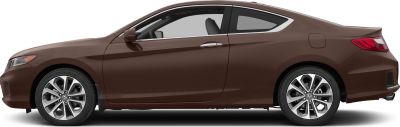 Side profile of two-door coupe with alloy wheels