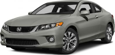 Front and side view of sleek coupe with modern headlights and alloy wheels