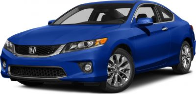 Sporty blue coupe with sleek front grille and alloy wheels