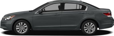 Side profile of mid-size sedan with alloy wheels and chrome trim