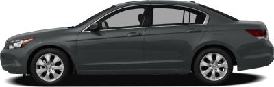 Side profile of a mid-size sedan with alloy wheels