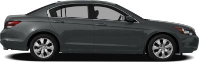 Side profile of a sedan with alloy wheels and four doors