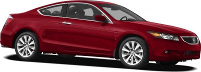 Sporty red coupe featuring alloy wheels and modern headlights.