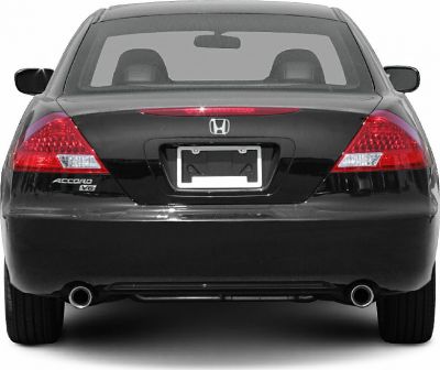 Rear view with taillights, V6 badge, and dual exhausts