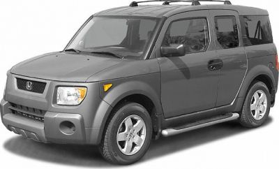 Boxy SUV front-side view with roof rack and side step bars