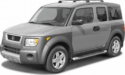 Boxy compact SUV front side view with roof rack and side steps