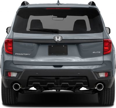 SUV rear view with dual exhaust and distinct tail lights