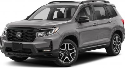 Front side view with modern grille, LED headlights, alloy wheels, roof rails