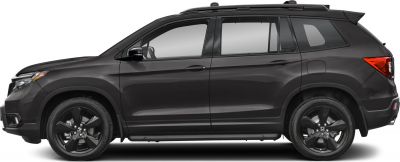 SUV side profile with roof rails and black alloy wheels