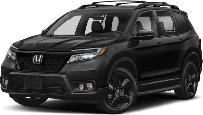 SUV front and side view with LED headlights and roof rails