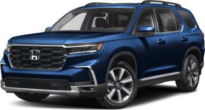 Modern SUV front view with LED headlights and bold grille.