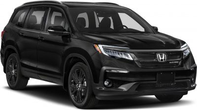 Black SUV with LED headlights and black alloy wheels