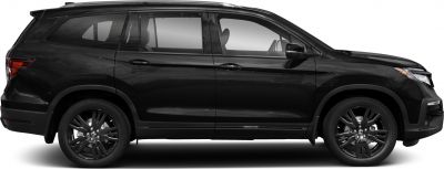 Black SUV side profile with modern wheel design and tinted windows