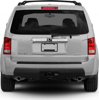 Rear view of SUV with dual exhaust and 4WD badge
