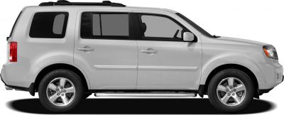 Side profile of mid-size SUV with roof rails and running boards