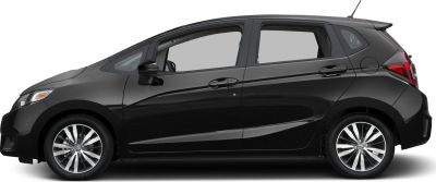 Side profile of hatchback with alloy wheels