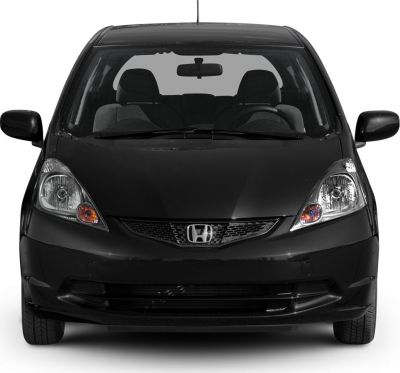 Front view showing distinct headlights and grille of a compact hatchback
