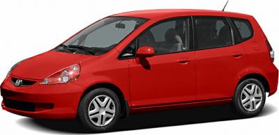 Compact red hatchback with five doors and a clean design
