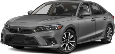 Front-side view of a modern sedan with LED headlights and alloy wheels