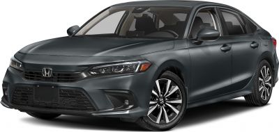 Sleek modern sedan front with LED headlights and alloy wheels