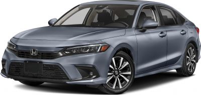 Front and side view of sedan with LED headlights and alloy wheels