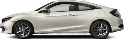 Side view of a sleek two-door coupe with aerodynamic design and alloy wheels.