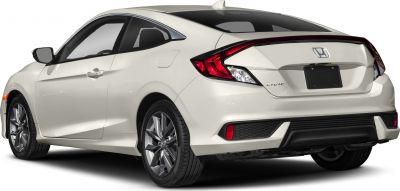 Rear and side profile of a sporty coupe with distinctive taillights and aerodynamic shape