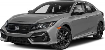Front hatchback view with black grille, sleek headlights, and alloy wheels