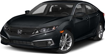 Front-angle view of a sedan with modern headlights and alloy wheels