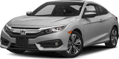 Sporty coupe front-side view with alloy wheels and distinctive headlights