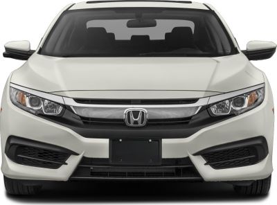 Front view with LED headlights and grille of compact sedan