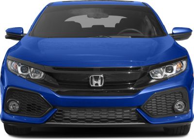 Aggressive headlights and honeycomb grille in front view
